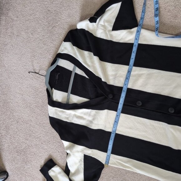 Zara Retro Grandpa Oversized Striped Librarian Preppy Old Money Cardigan M - Picture 4 of 6